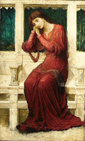 John Melhuish Strudwick When Sorrow comes to Summerday Roses bloom in Vain Spain oil painting art